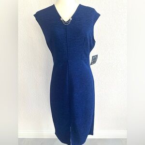 Royal Blue Cap Sleeves NWT Sheath V Neck Dress